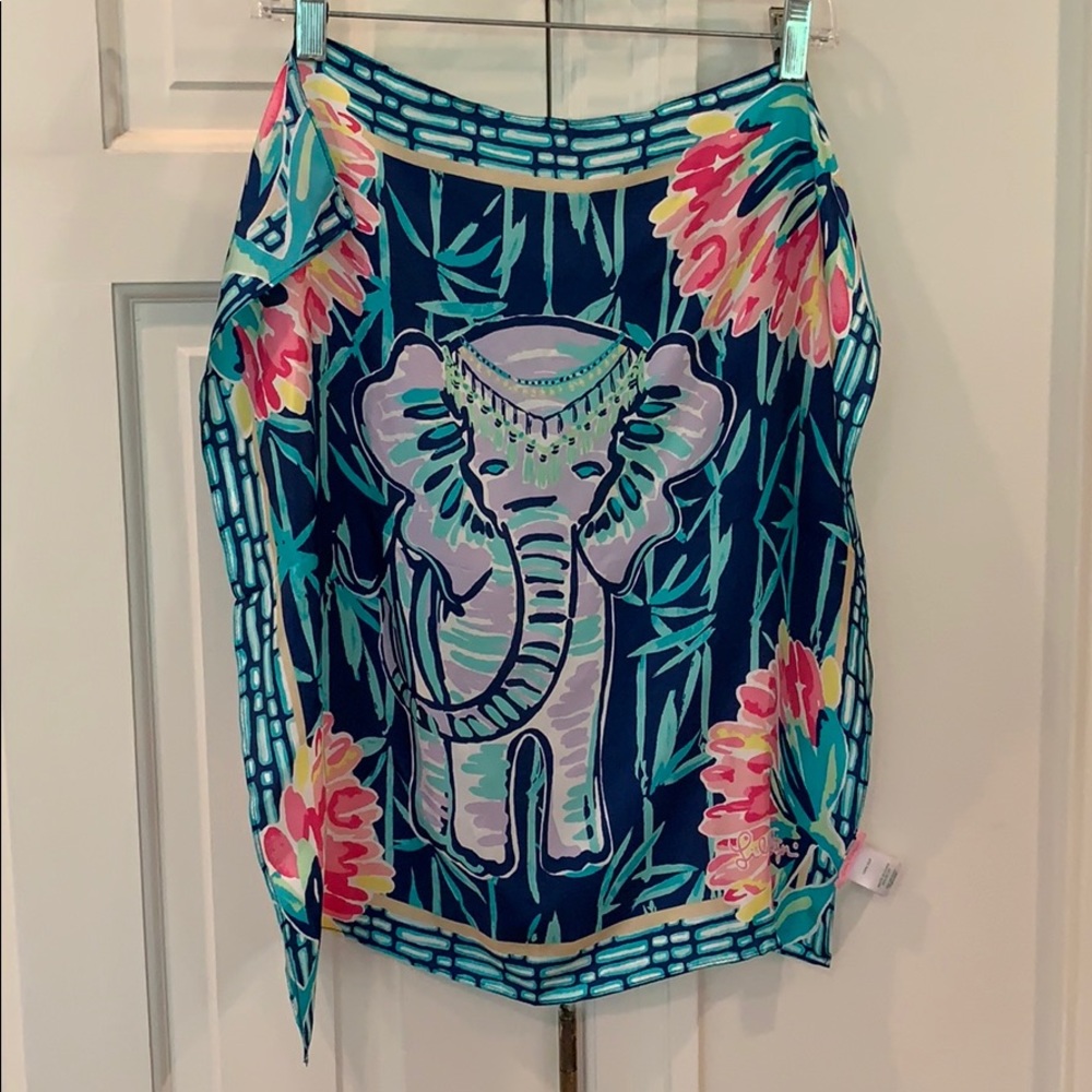 Lilly Pulitzer Silk Scarf, Elephant Bright Colors